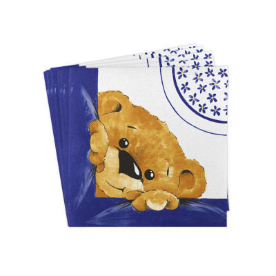 Slávnostné servítky Teddy modré, z netkanej textílie, 40x40cm, Mank