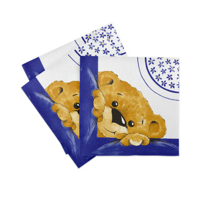 Slávnostné servítky Teddy modré, z netkanej textílie, 40x40cm, Mank