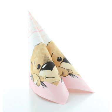 Slávnostné servítky Teddy ružové, z netkanej...