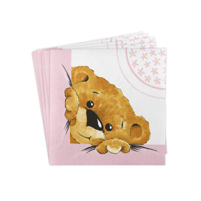 Slávnostné servítky Teddy ružové, z netkanej textílie, 40x40cm, Mank