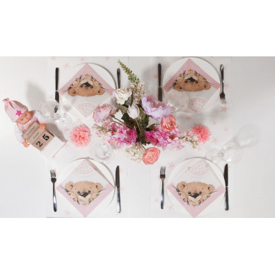 Slávnostné servítky Teddy ružové, z netkanej textílie, 40x40cm, Mank