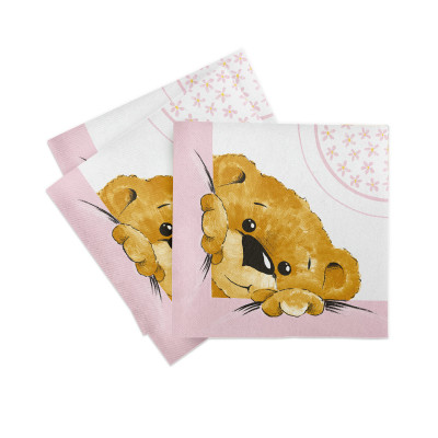 Slávnostné servítky Teddy ružové, z netkanej textílie, 40x40cm, Mank