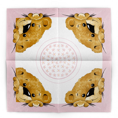 Slávnostné servítky Teddy ružové, z netkanej...