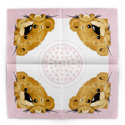 Slávnostné servítky Teddy ružové, z netkanej textílie, 40x40cm, Mank