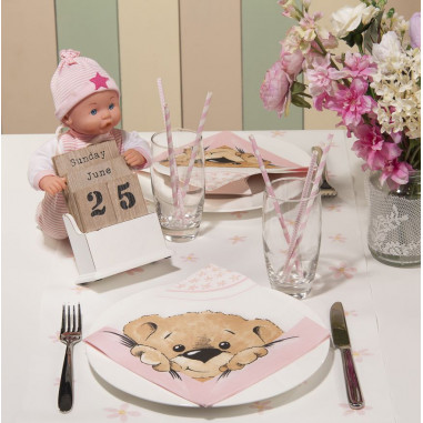 Slávnostné servítky Teddy ružové, z netkanej...