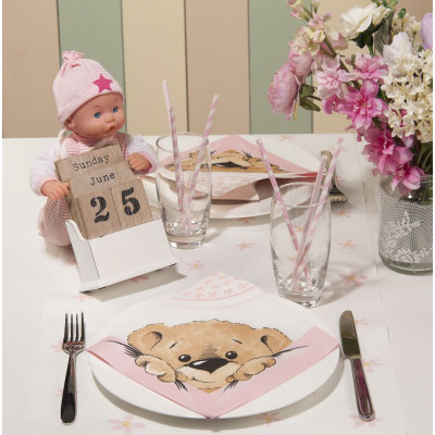 Slávnostné servítky Teddy ružové, z netkanej textílie, 40x40cm, Mank