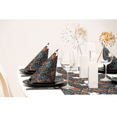 Elegantné čierne kvetované servítky Cora 40x40cm, netkaná textília