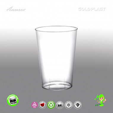 Plastové poháre Moon s ryskou 200ml, číre