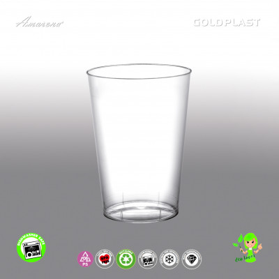 Plastové poháre Moon s ryskou 200ml, číre