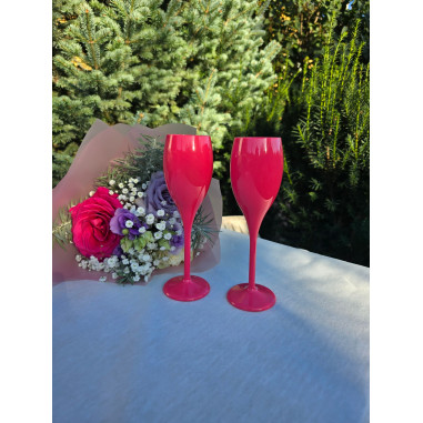 Nerozbitné plastové poháre Sisi na sekt, prosecco, víno 150ml, ružové