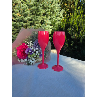 Nerozbitné plastové poháre Sisi na sekt, prosecco, víno 150ml, ružové
