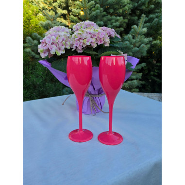 Nerozbitné plastové poháre Sisi na sekt, prosecco, víno 150ml, ružové