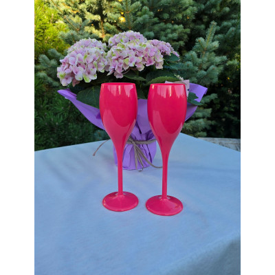 Nerozbitné plastové poháre Sisi na sekt, prosecco, víno 150ml, ružové