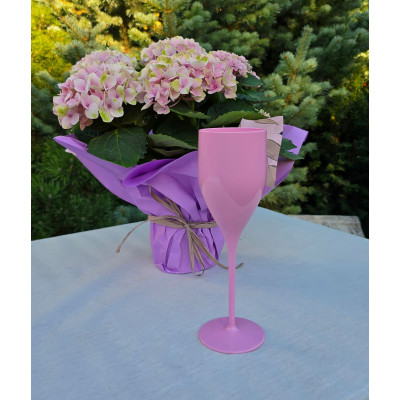 Nerozbitné plastové poháre na sekt, prosecco Verona 180ml, baby pink