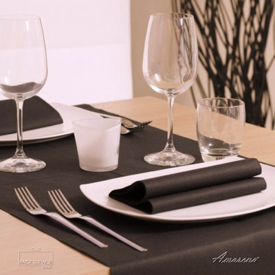 Šerpa na stôl z netkanej textílie, jednofarebná čierna nero, 40cm x 24m, Pack Service