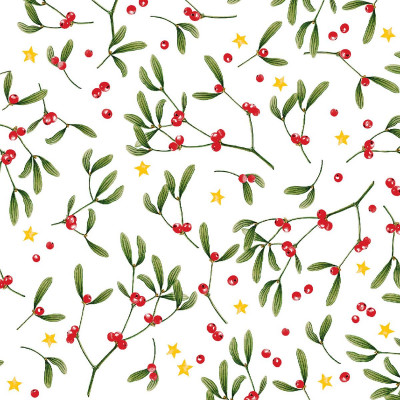 Vianočné servítky Leni - vianočné imelo, 40x40cm, netkaná textília