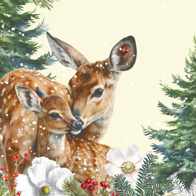 Servítky na Vianoce Kemi jelenčeky, 40x40cm, netkaná textília