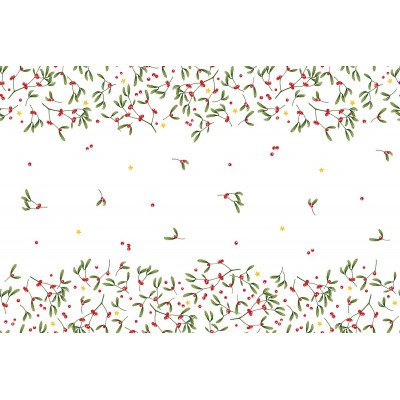 Vianočná štóla na stôl Leni - vianočné imelo, netkaná textília, 40x40cm