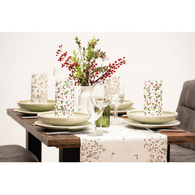 Vianočná štóla na stôl Leni - vianočné imelo, netkaná textília, 40x40cm