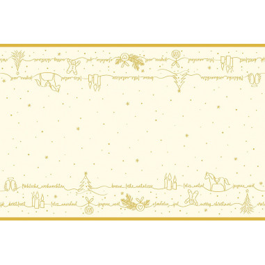 Vianočná štóla na stôl Ravin - krémovo zlatá, netkaná textília, 0,4x24m