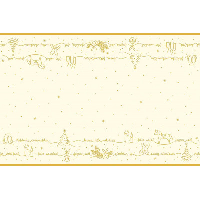 Vianočná štóla na stôl Ravin - krémovo zlatá, netkaná textília, 0,4x24m