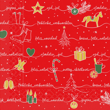 Červené vianočné servítky Ravin, 40x40cm, papierové