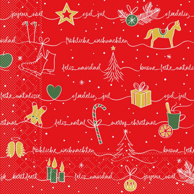 Červené vianočné servítky Ravin, 40x40cm, papierové