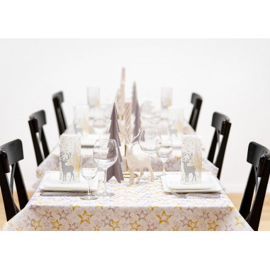 Vianočný obrus Allison zlato-stieborné hviezdy, netkaná textília, 100x100cm