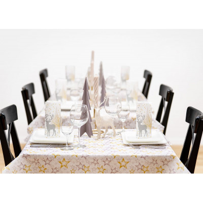 Vianočný obrus Allison zlato-stieborné hviezdy, netkaná textília, 100x100cm