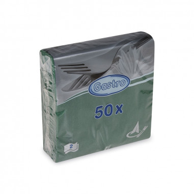 Servítky papierové dvojvrstvové 33x33cm - jednofarebné, tmavo zelené