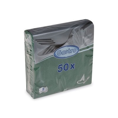 Servítky papierové dvojvrstvové 33x33cm - jednofarebné, tmavo zelené