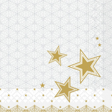 Vianočné servítky Vivien strieborno zlaté, 33x33cm, papierové