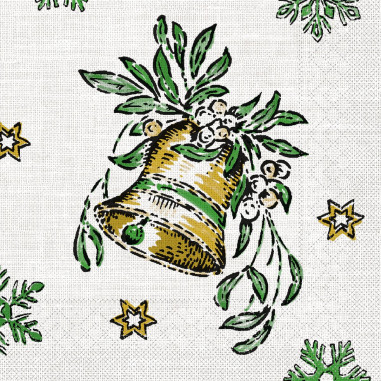 Vianočné servítky Lourdes so zvončekom a mašľou, 33x33cm, papierové