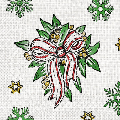 Vianočné servítky Lourdes so zvončekom a mašľou, 33x33cm, papierové