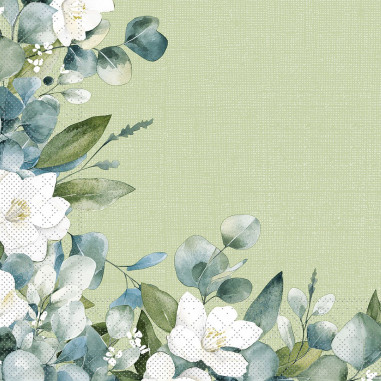 Slávnostné servítky Maxime, kvety a eukalyptus, 40x40cm, papierové