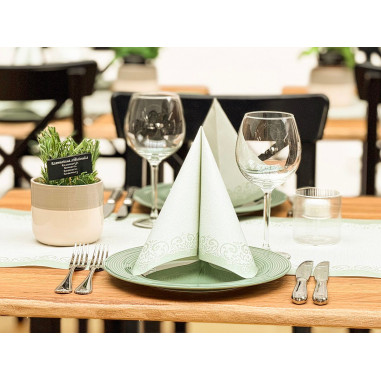 Svadobné a slávnostné servítky Janina, sage green, 40x40cm