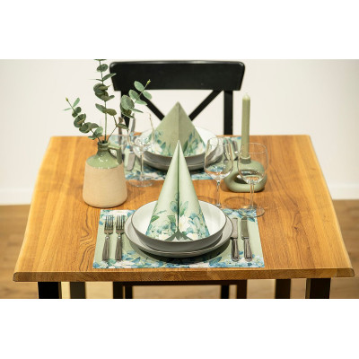 Slávnostné servítky Maxime, kvety a eukalyptus, 40x40cm, netkaná textília