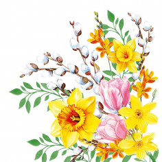 Jarné kvetované servítky Antje, 40x40cm, netkaná textília