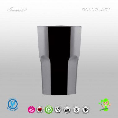 Koktailový plastový pohár GRANITY, nerozbitný, objem 0,4l, čierny