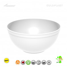 Nerozbitné misky z tvrdeného plastu Ø 23,5cm, objem 3,35l, biele