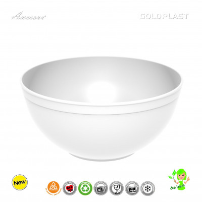 Nerozbitné misky z tvrdeného plastu Ø 23,5cm, objem 3,35l, biele