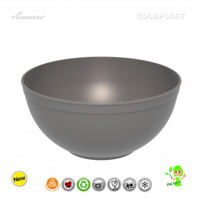Nerozbitné misky z tvrdeného plastu Ø 23,5cm, objem 3,35l, tmavo šedé