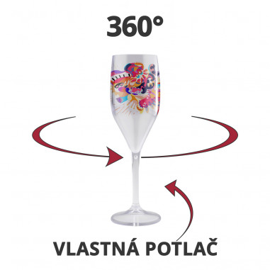 Nerozbitné plastové poháre na sekt, prosecco s vlastnou potlačou,150ml