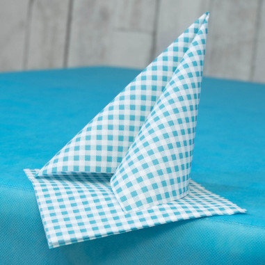 Papierové kockované servítky Vichy, modré, 33x33cm, 100ks