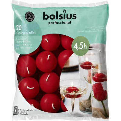 Červené plávajúce sviečky, 20 ks, Bolsius